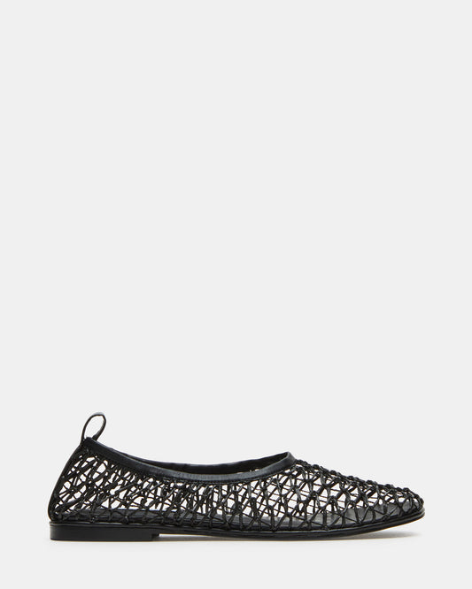 AMBROSIA Black Women's Net Caged Ballet Flat | Steve Madden