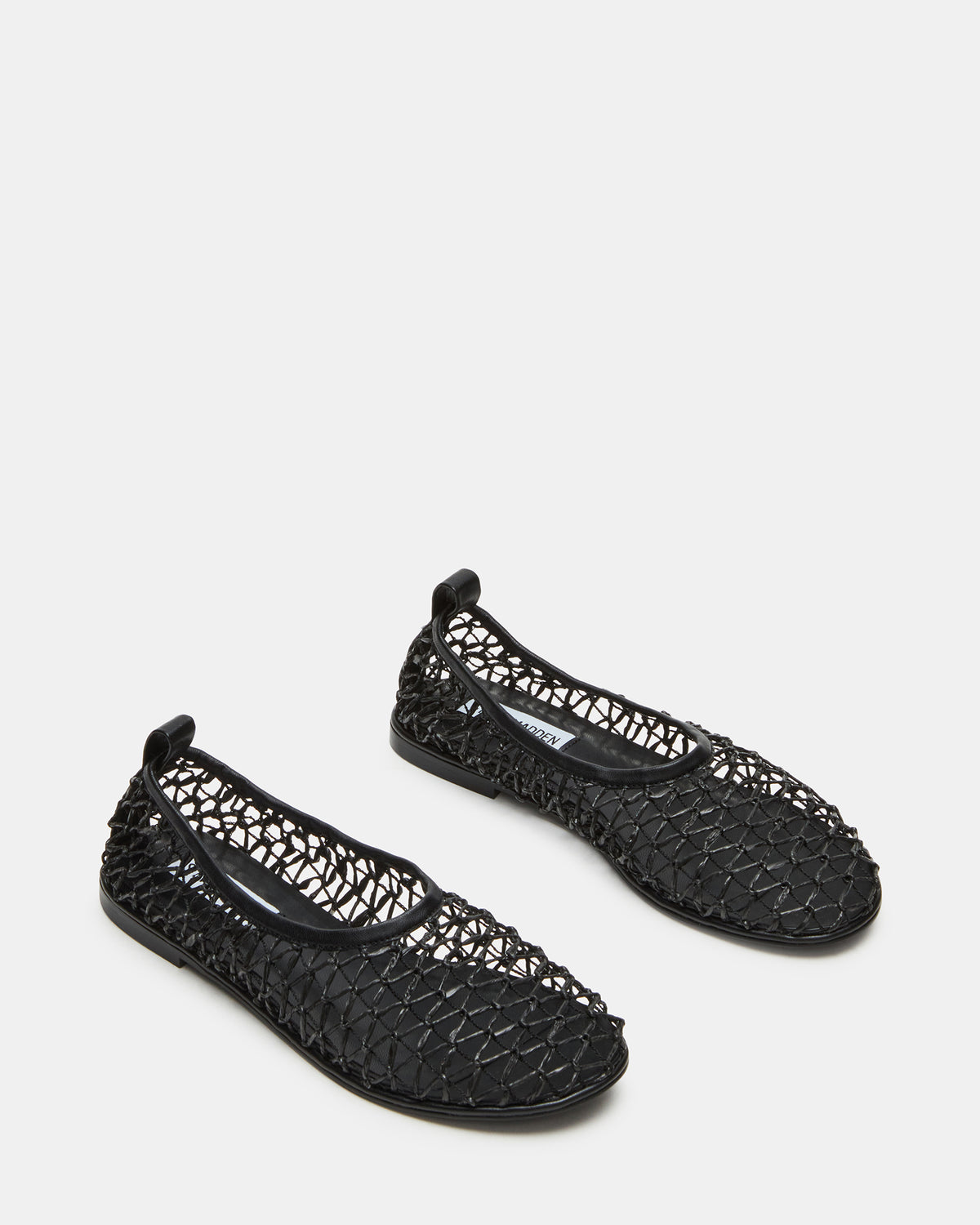 AMBROSIA Black Women's Net Caged Ballet Flat | Steve Madden