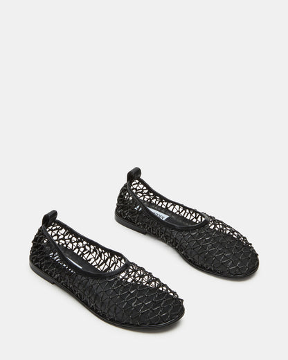 AMBROSIA Black Women's Net Caged Ballet Flat | Steve Madden
