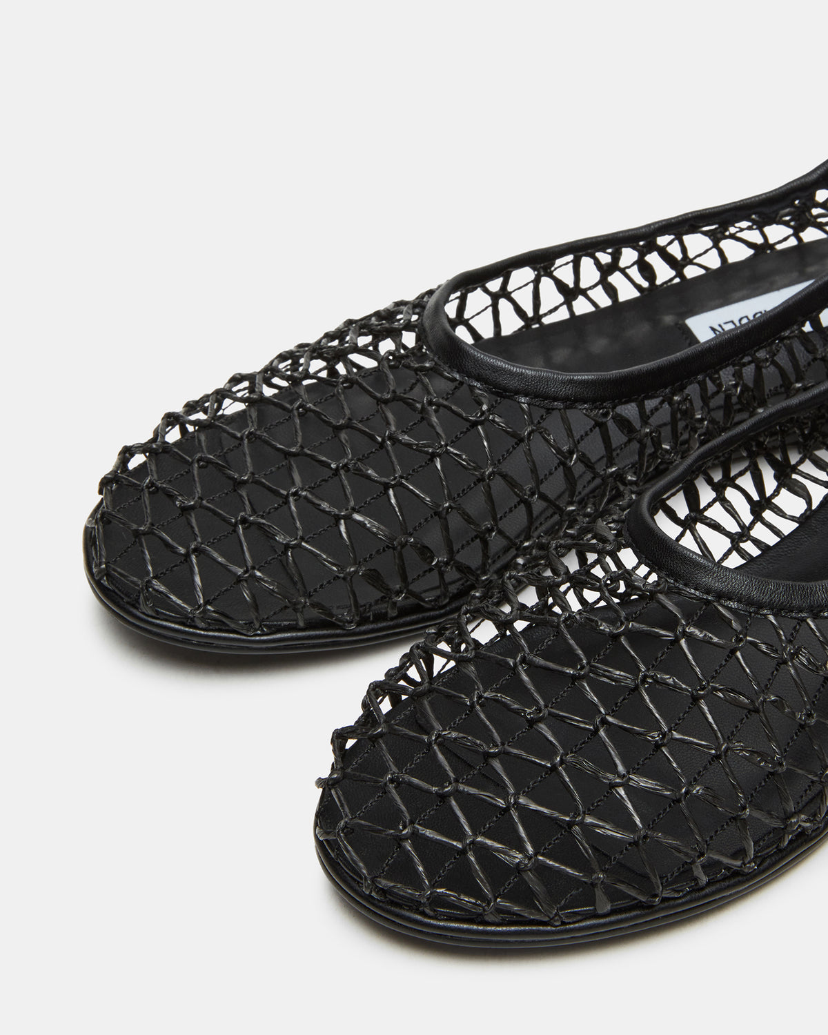 AMBROSIA Black Women's Net Caged Ballet Flat | Steve Madden