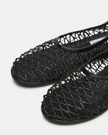 AMBROSIA Black Women's Net Caged Ballet Flat | Steve Madden