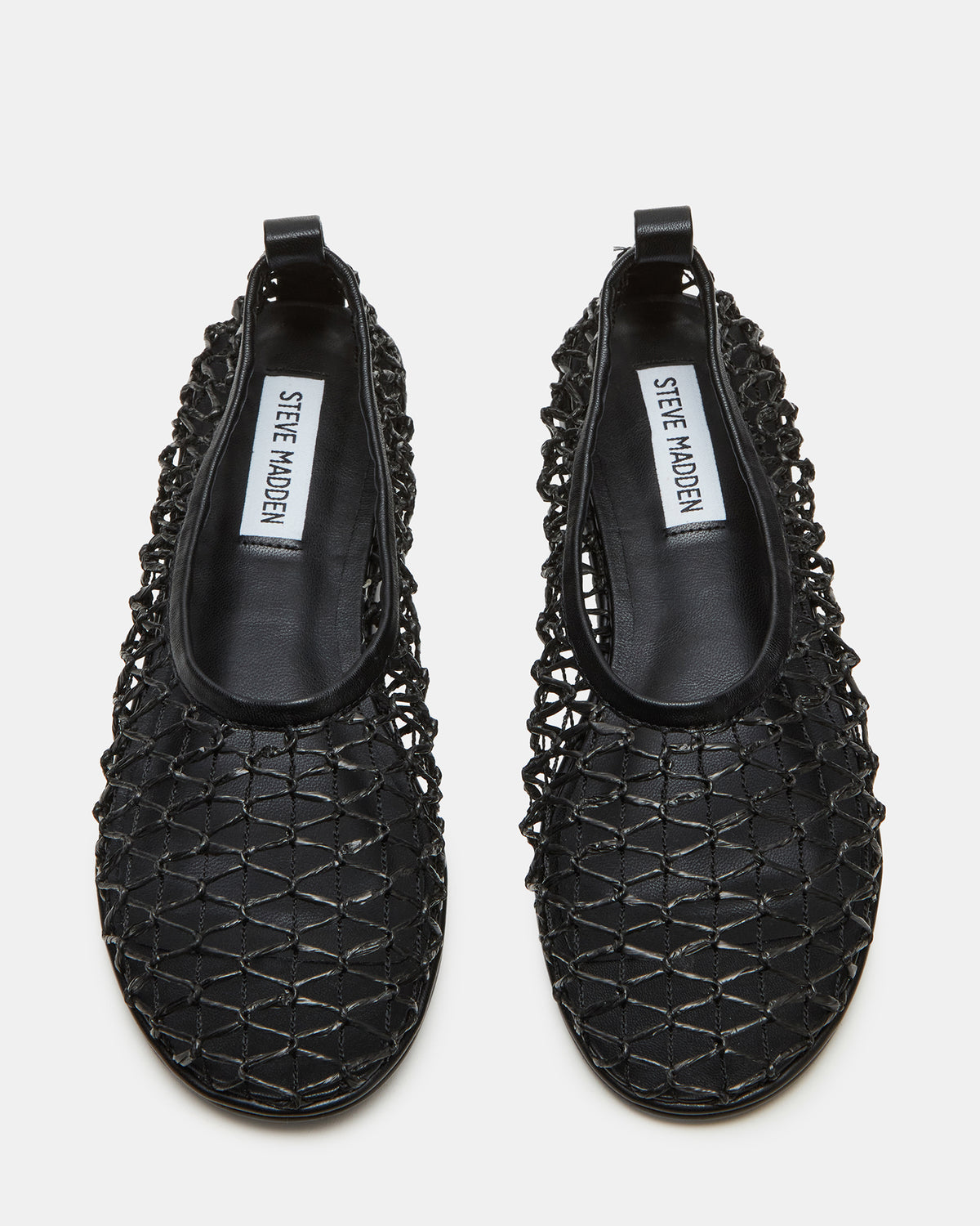 AMBROSIA Black Women's Net Caged Ballet Flat | Steve Madden