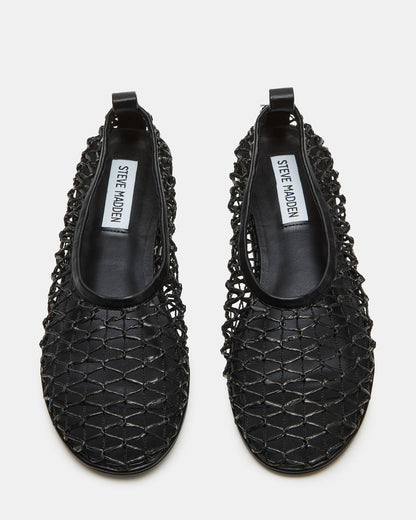 AMBROSIA Black Women's Net Caged Ballet Flat | Steve Madden