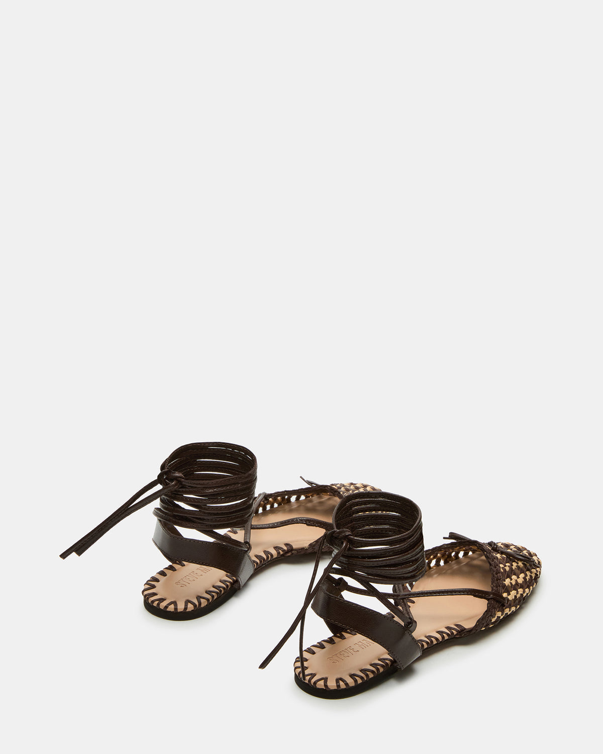GOSSAMER Brown Leather Women's Woven Lace-Up Ballet Flat | Steve Madden