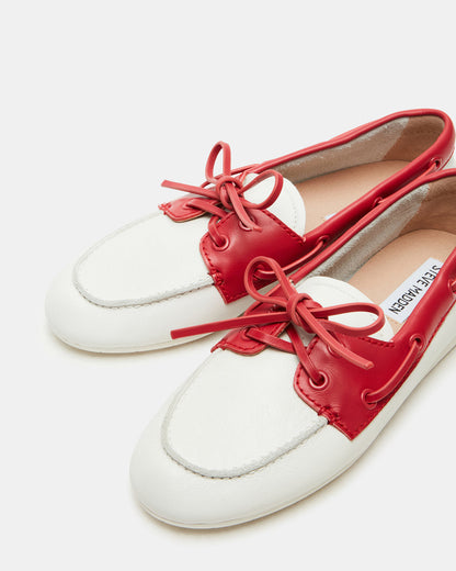 SAG Bone/Red Women's Boat Shoe | Steve Madden