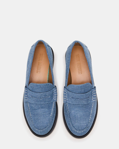 MADISON Denim Fabric Women's Penny Loafer | Steve Madden