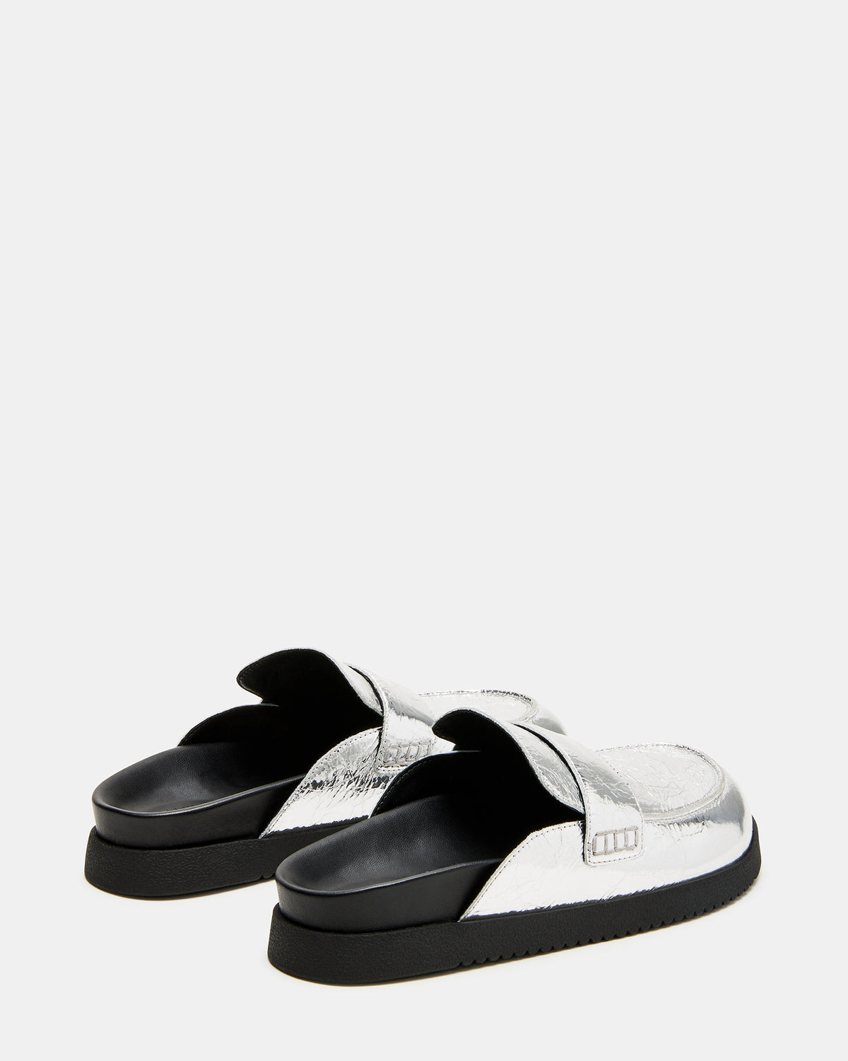 SKIPPER Silver Metallic Women's Slip-On Mule | Steve Madden