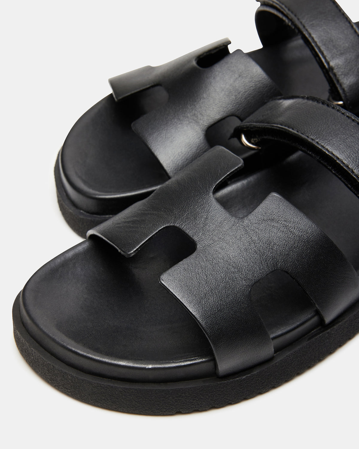 MAYVEN Black Leather Flatform Slide Women's Sandal | Steve Madden
