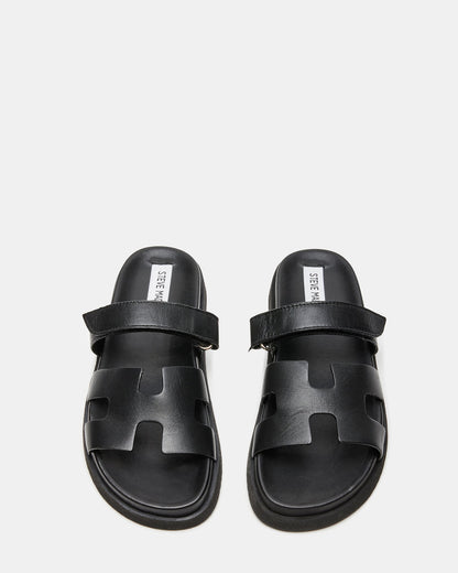 MAYVEN Black Leather Flatform Slide Women's Sandal | Steve Madden