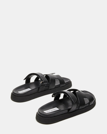 MAYVEN Black Leather Flatform Slide Women's Sandal | Steve Madden