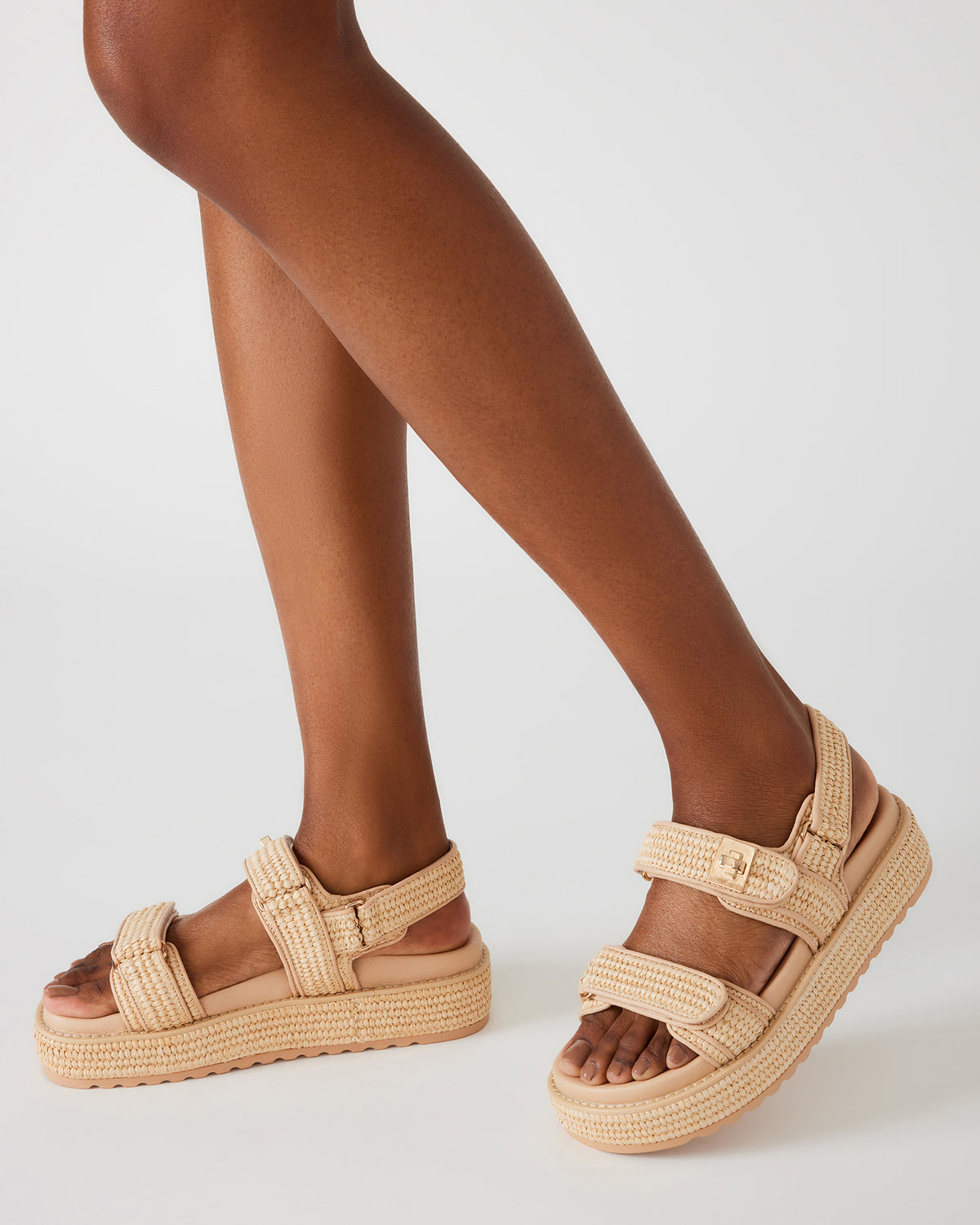 BIGMONA Natural Raffia Leather Women's Platform Sandal | Steve Madden
