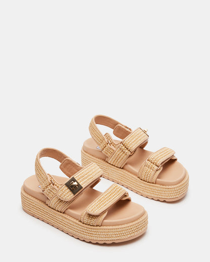 BIGMONA Natural Raffia Leather Women's Platform Sandal | Steve Madden
