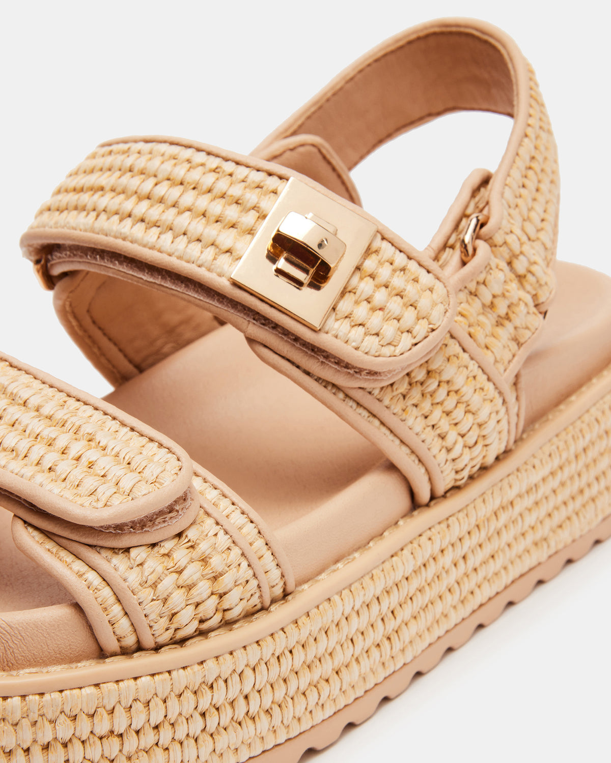 BIGMONA Natural Raffia Leather Women's Platform Sandal | Steve Madden