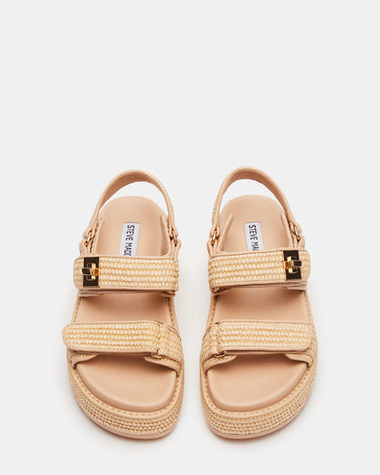 BIGMONA Natural Raffia Leather Women's Platform Sandal | Steve Madden