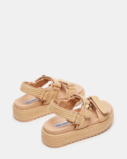 BIGMONA Natural Raffia Leather Women's Platform Sandal | Steve Madden