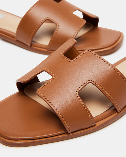HADYN Cognac Leather Sandal | Women's Designer Sandals | Steve Madden