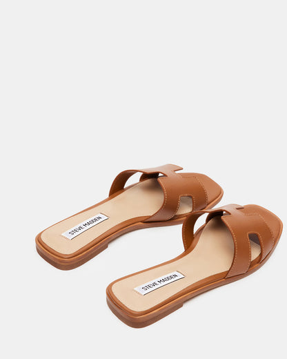 HADYN Cognac Leather Sandal | Women's Designer Sandals | Steve Madden