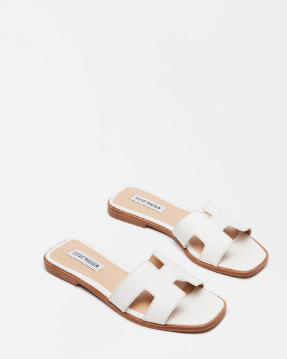 HADYN White Leather Sandal | Women's Designer Sandals | Steve Madden