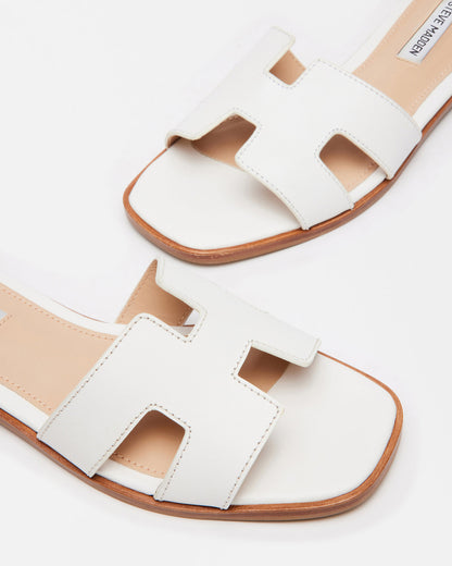HADYN White Leather Sandal | Women's Designer Sandals | Steve Madden