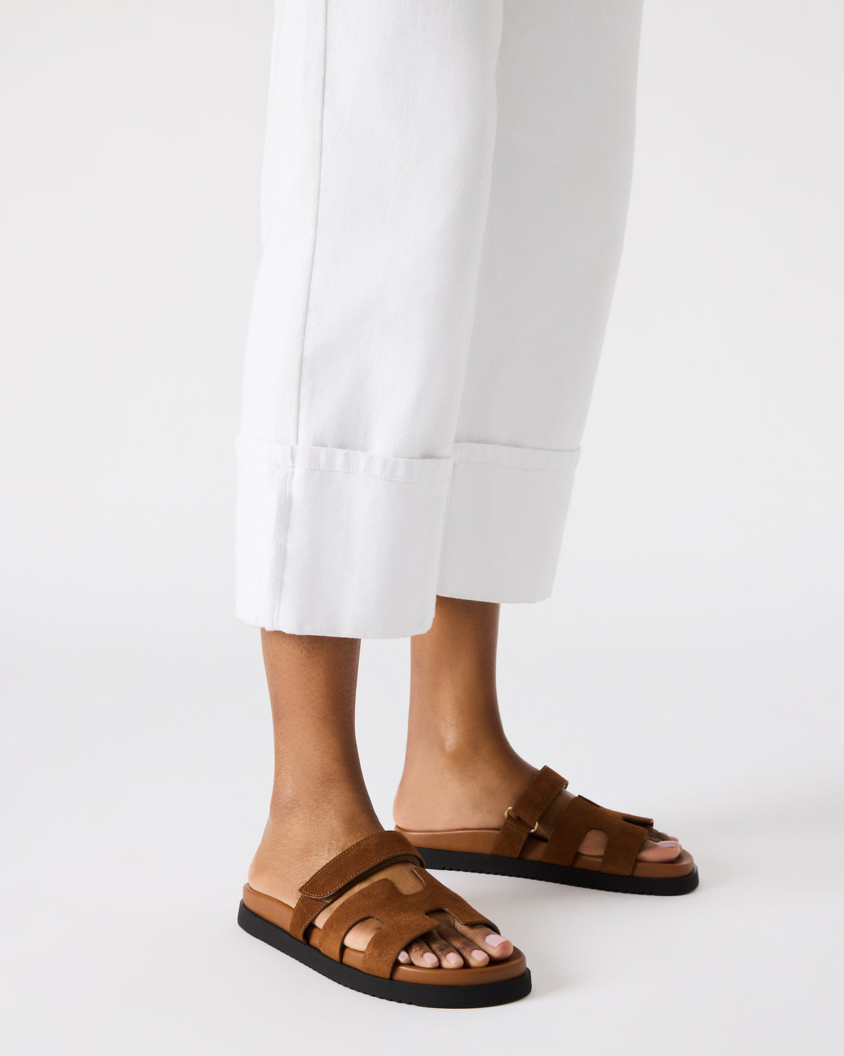 MAYVEN Camel Suede Flatform Slide Women's Sandal | Steve Madden