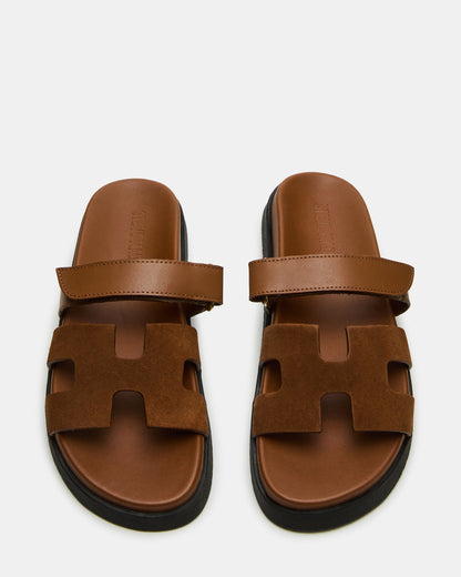 MAYVEN Camel Suede Flatform Slide Women's Sandal | Steve Madden