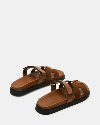 MAYVEN Camel Suede Flatform Slide Women's Sandal | Steve Madden
