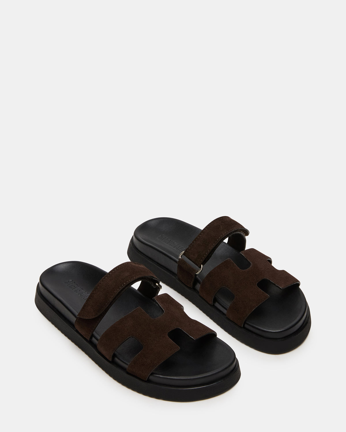 MAYVEN Chocolate Brown Suede Flatform Slide Women's Sandal | Steve Madden