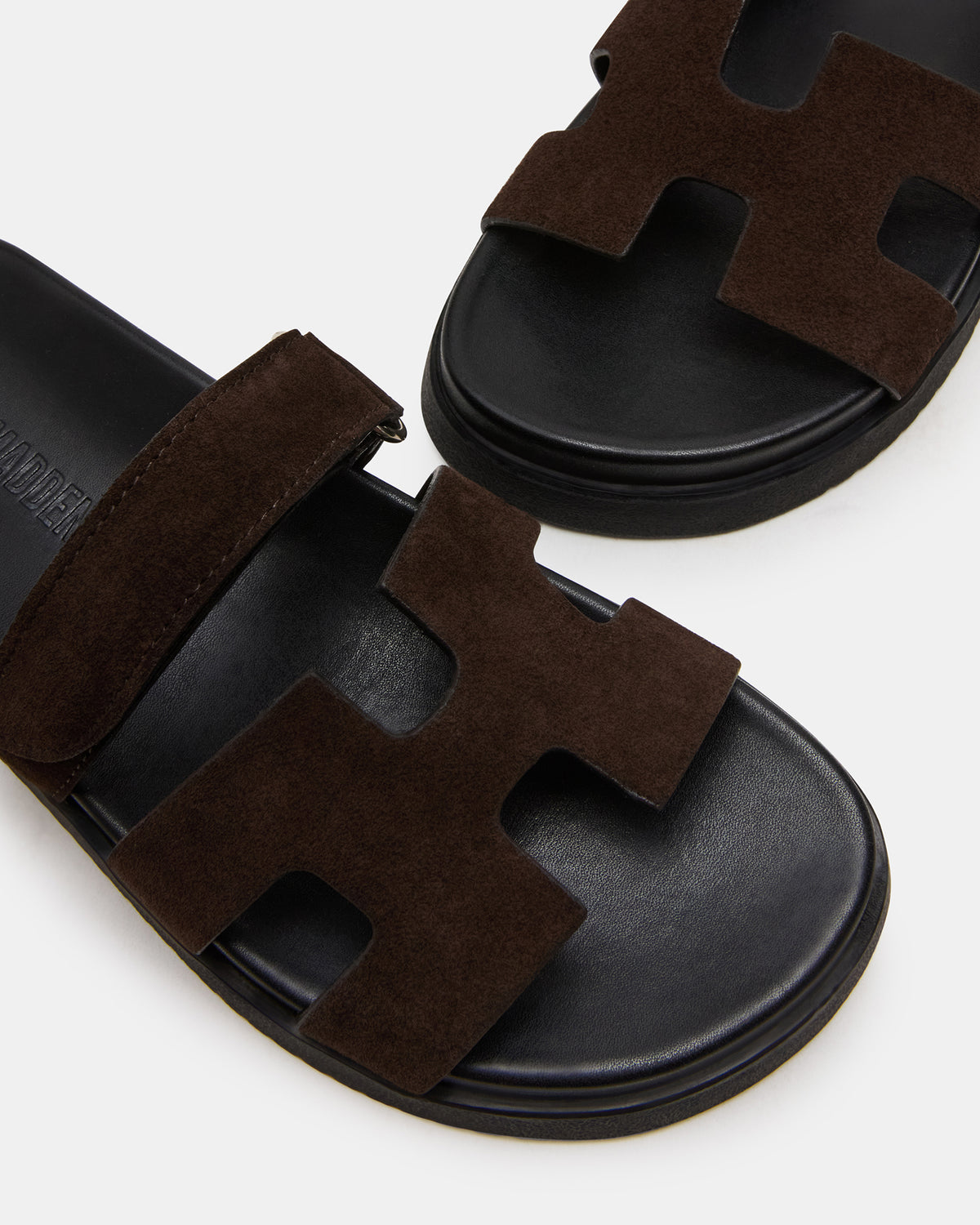 MAYVEN Chocolate Brown Suede Flatform Slide Women's Sandal | Steve Madden