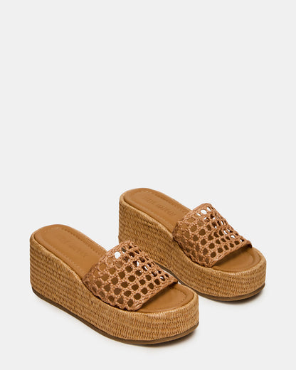 BRANDY Raffia Woven Mule Platform Slide Women's Sandal | Steve Madden