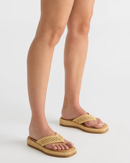BELLA Natural Raffia Thong Square-Toe Platform Women's Sandal | Steve Madden