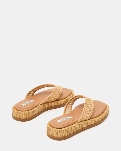 BELLA Natural Raffia Thong Square-Toe Platform Women's Sandal | Steve Madden