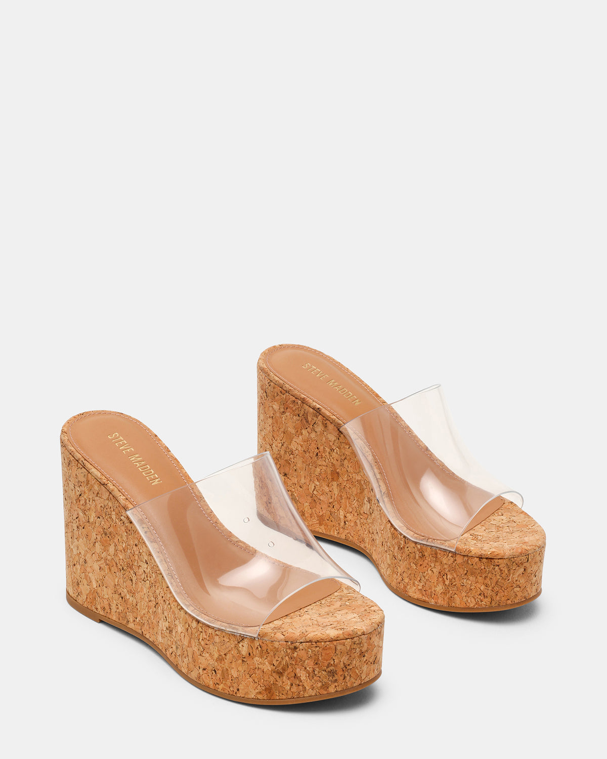 CASSI Cork Clear Platform Raffia Wedge Women's Sandal | Steve Madden