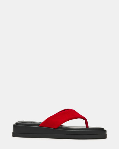 BELLA Red Suede Thong Square-Toe Platform Women's Sandal | Steve Madden