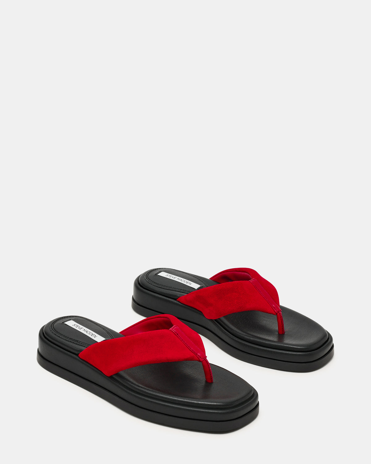 BELLA Red Suede Thong Square-Toe Platform Women's Sandal | Steve Madden