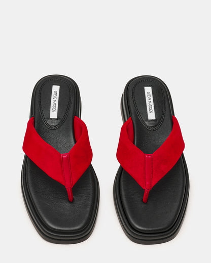 BELLA Red Suede Thong Square-Toe Platform Women's Sandal | Steve Madden