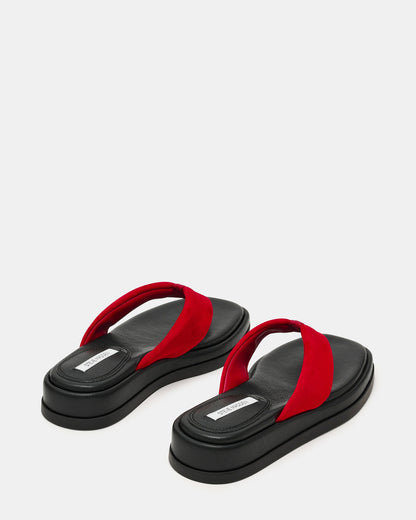 BELLA Red Suede Thong Square-Toe Platform Women's Sandal | Steve Madden
