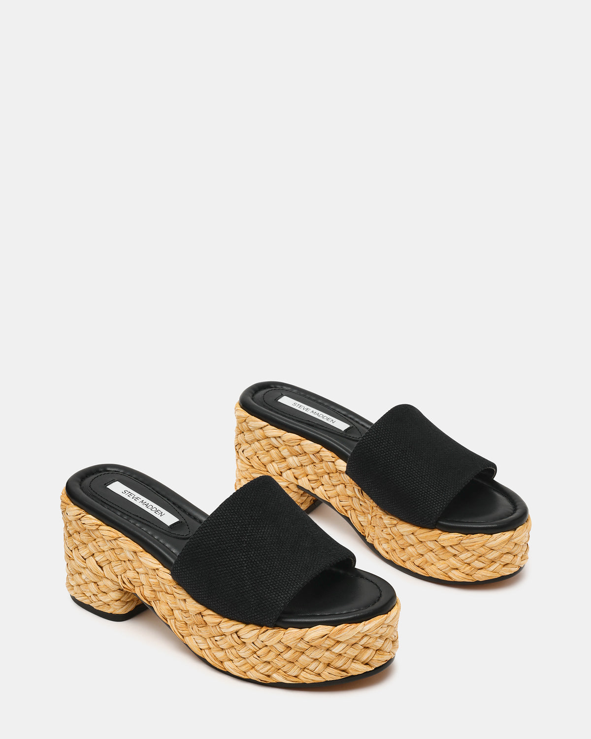 DOCK Raffia Black Platform Mule Women's Sandal | Steve Madden