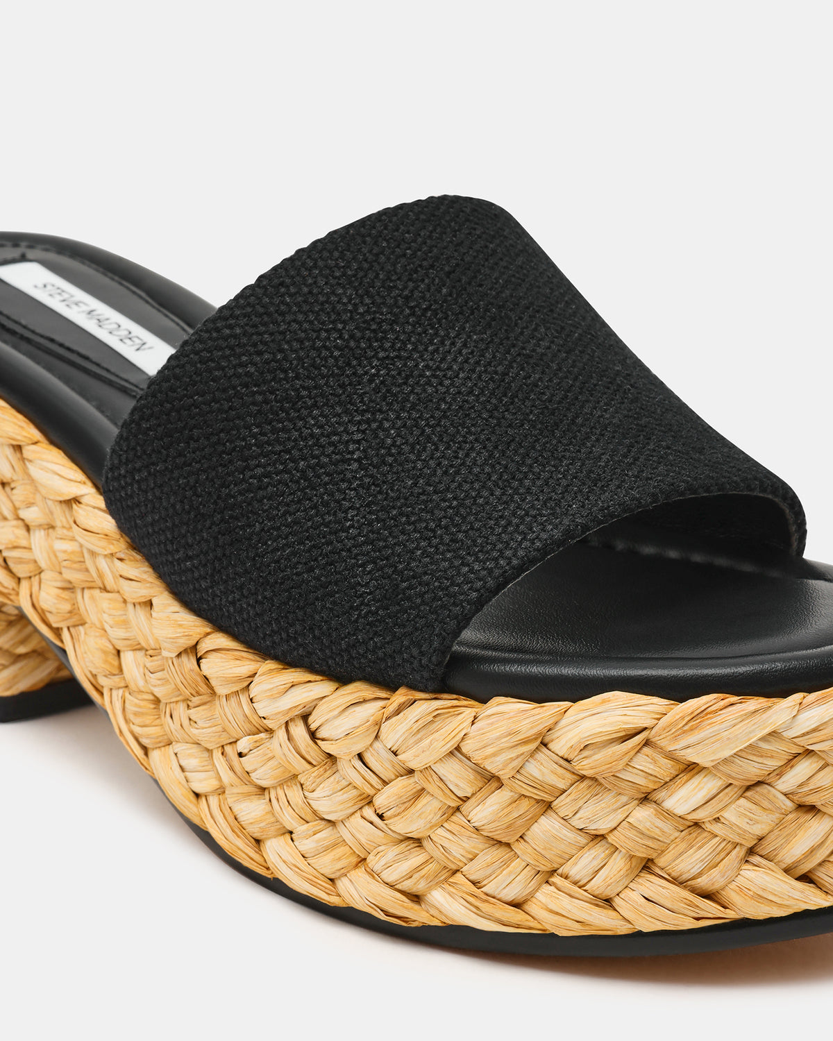 DOCK Raffia Black Platform Mule Women's Sandal | Steve Madden