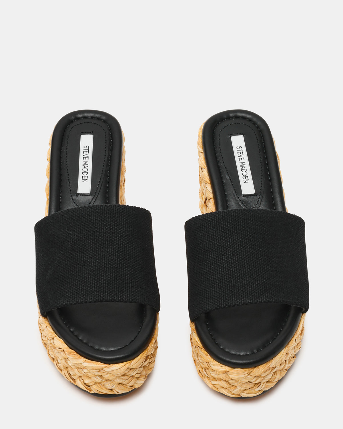 DOCK Raffia Black Platform Mule Women's Sandal | Steve Madden