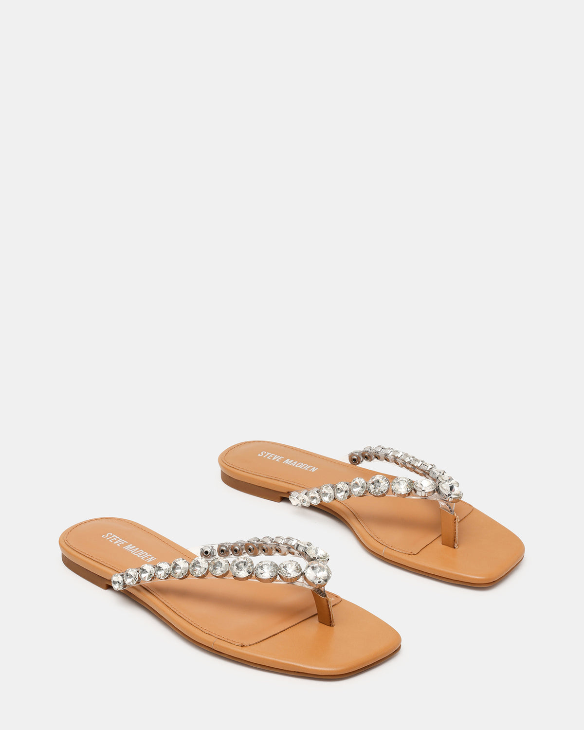 MARBLE Rhinestones Silver Multi Thong Square-Toe Women's Sandal | Steve Madden