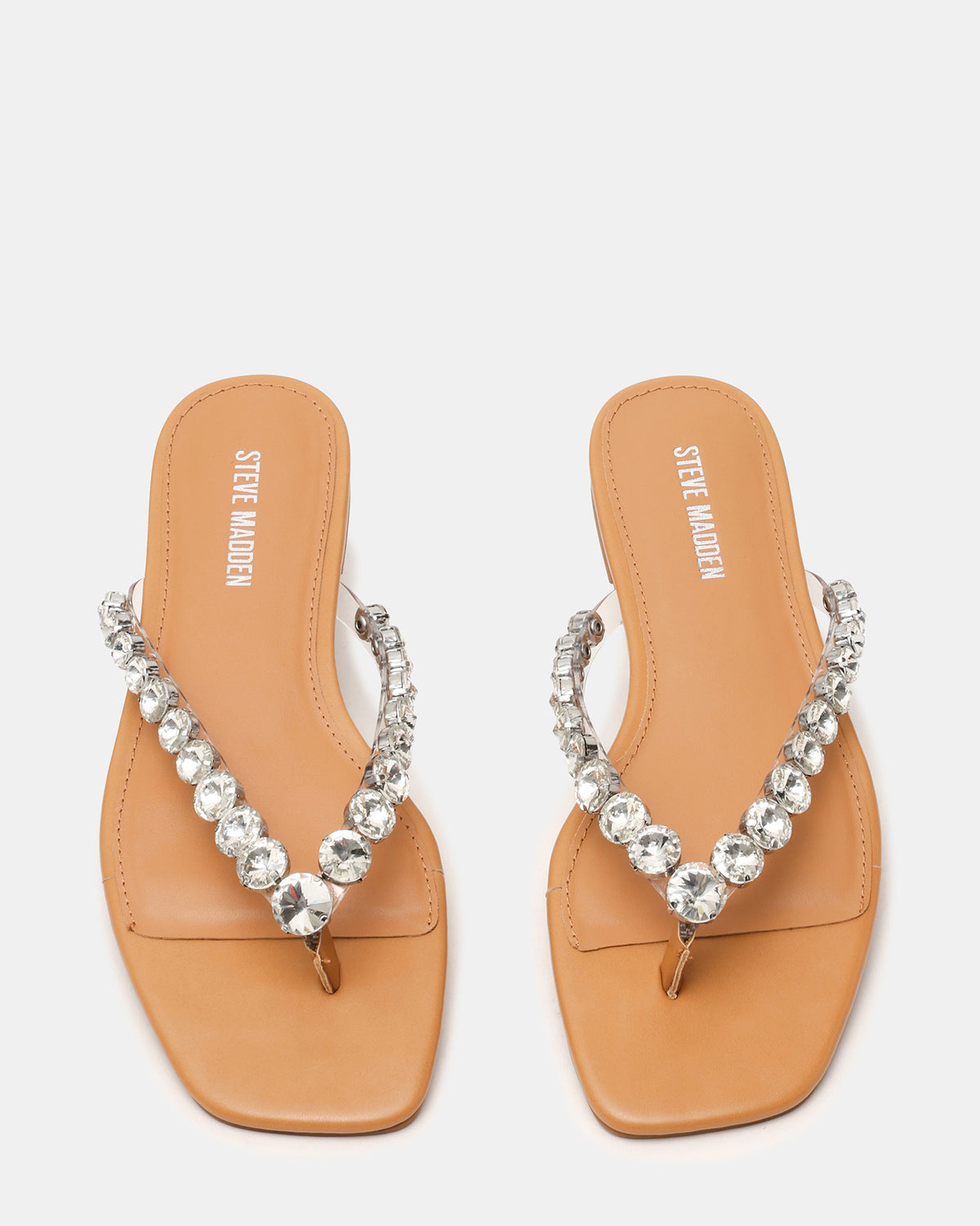 MARBLE Rhinestones Silver Multi Thong Square-Toe Women's Sandal | Steve Madden