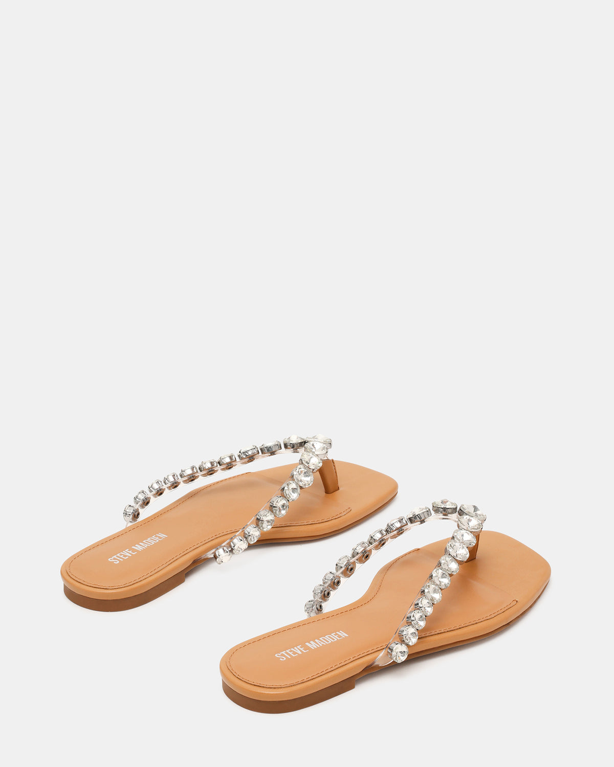 MARBLE Rhinestones Silver Multi Thong Square-Toe Women's Sandal | Steve Madden
