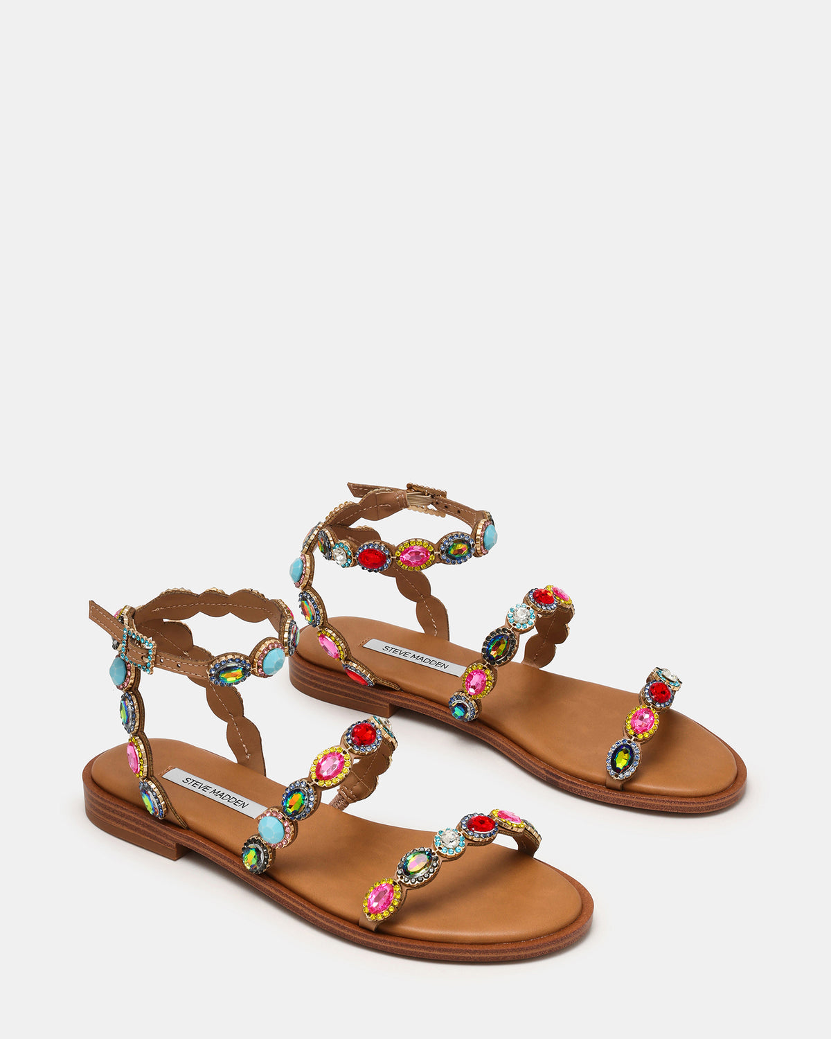 TAWNIE Bright Multi Stone Strappy Ankle Strap Women's Sandal | Steve Madden