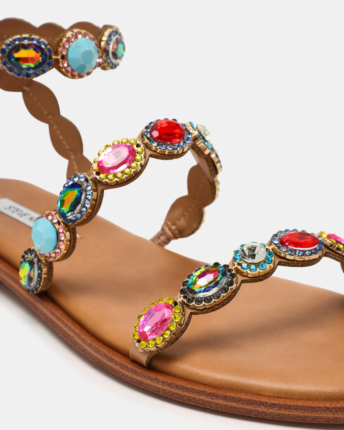 TAWNIE Bright Multi Stone Strappy Ankle Strap Women's Sandal | Steve Madden