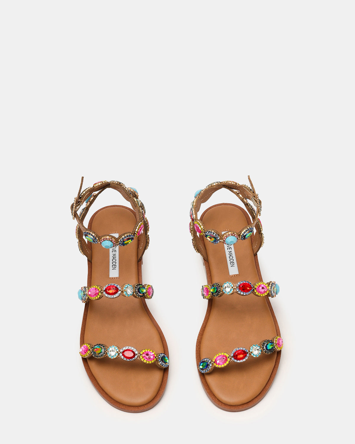 TAWNIE Bright Multi Stone Strappy Ankle Strap Women's Sandal | Steve Madden