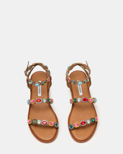 TAWNIE Bright Multi Stone Strappy Ankle Strap Women's Sandal | Steve Madden