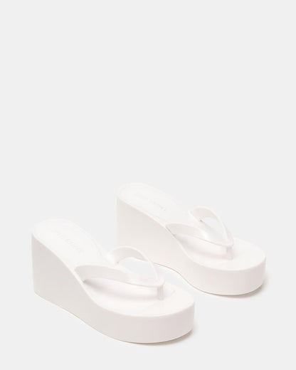 JELLA White Thong Wedge Women's Platform Sandal | Steve Madden