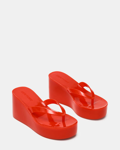 JELLA Red Thong Wedge Women's Platform Sandal | Steve Madden
