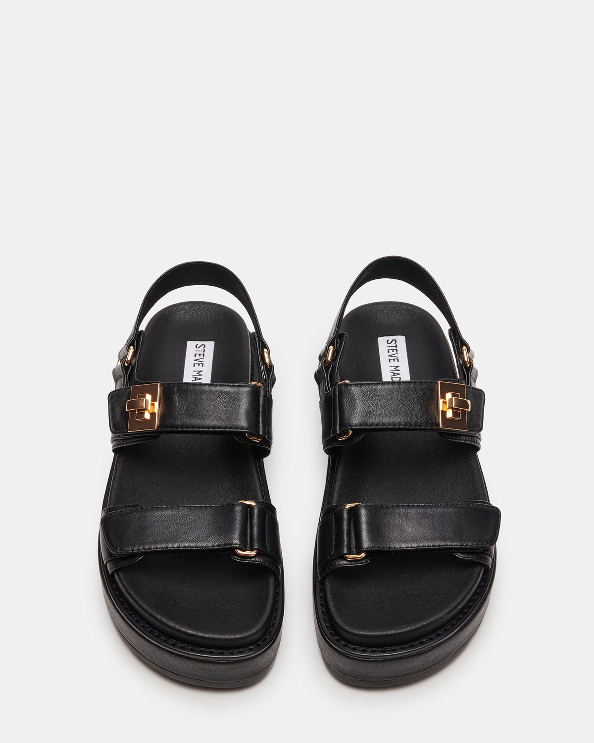 BIGMONA Black Leather Women's Platform Sandal | Steve Madden