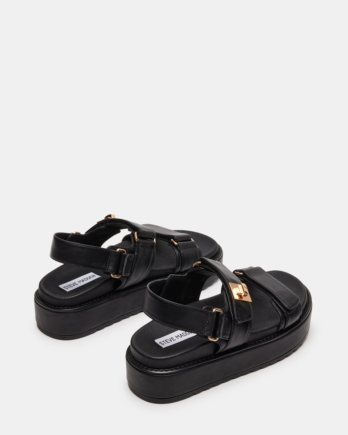BIGMONA Black Leather Women's Platform Sandal | Steve Madden